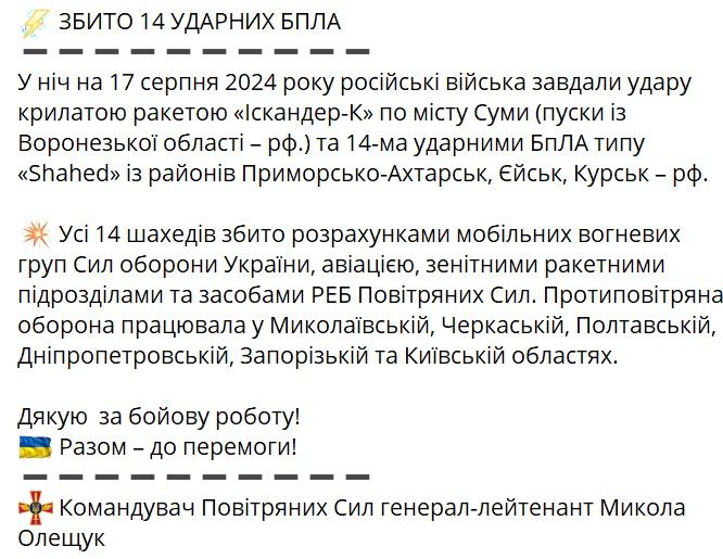 Нічна атака росіян: скільки дронів запустили окупанти по Україні та як відпрацювала ППО 1