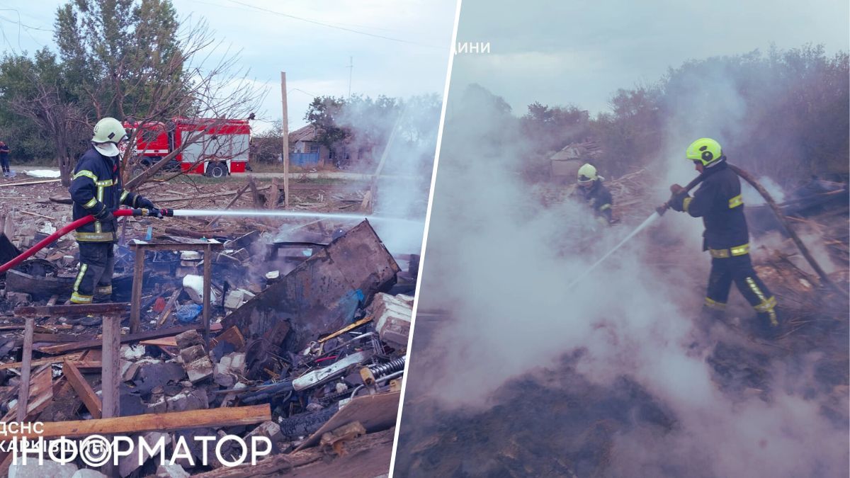 Наслідки російського удару по селищу на Харківщині 23 серпня