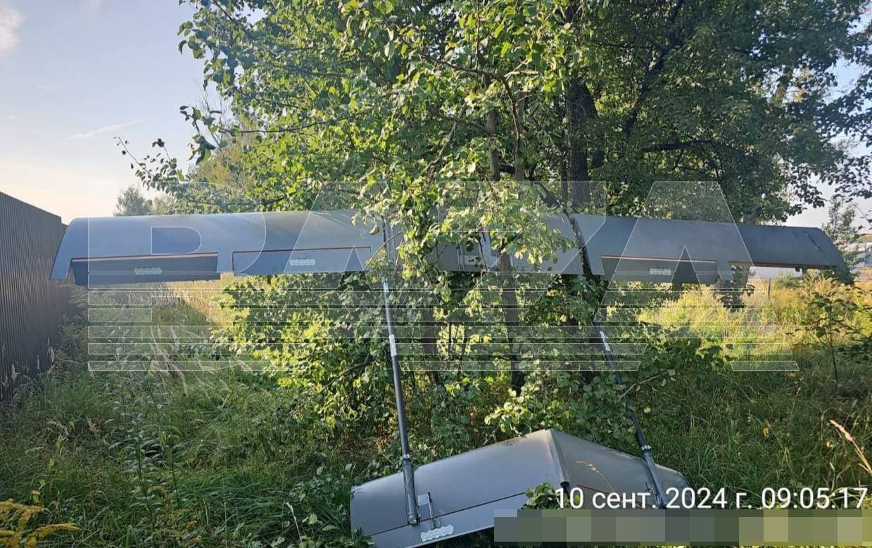 Придушений російським РЕБ український дрон, який впав на дерево