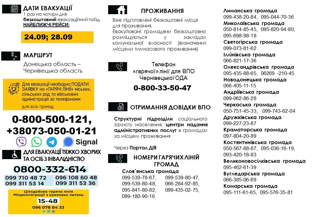 Информация от Донецкой ОВА по эвакуации Украинцам из Донбасса бесплатно предоставят проживание в Черновицкой области: как эвакуироваться и оформить выплаты 1