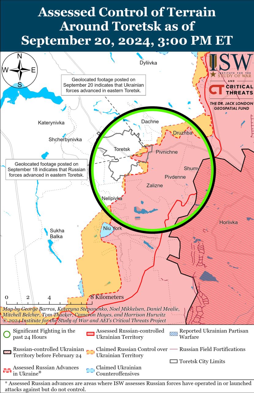 ЗСУ мають успіхи на двох ділянках фронту, а росіяни просуваються в районі Покровська і Торецька: карти ISW 3