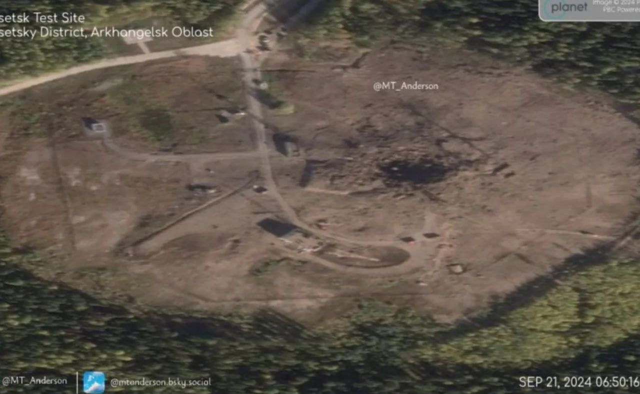 Супутниковий знімок, що свідчить про вибух ракети на полігон Супутниковий знімок, що свідчить про вибух ракети на полігон