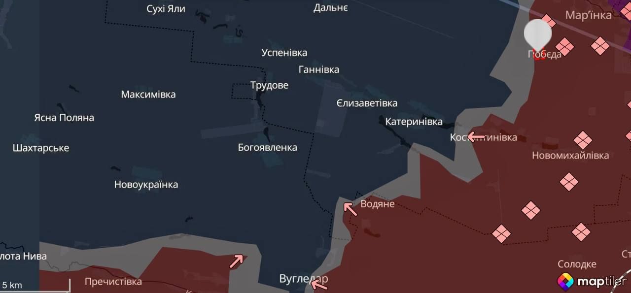 Угледар открывает оккупантам возможность захвата других городов. Карта DeepState Угледар открывает оккупантам возможность захвата других городов. Карта DeepState