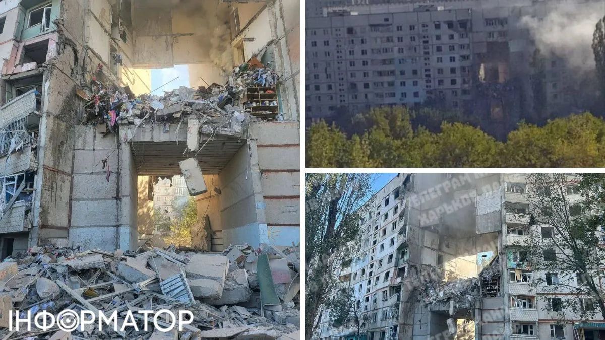 Росіяни вдарили бомбою по будинку у Харкові Росіяни вдарили бомбою по будинку у Харкові