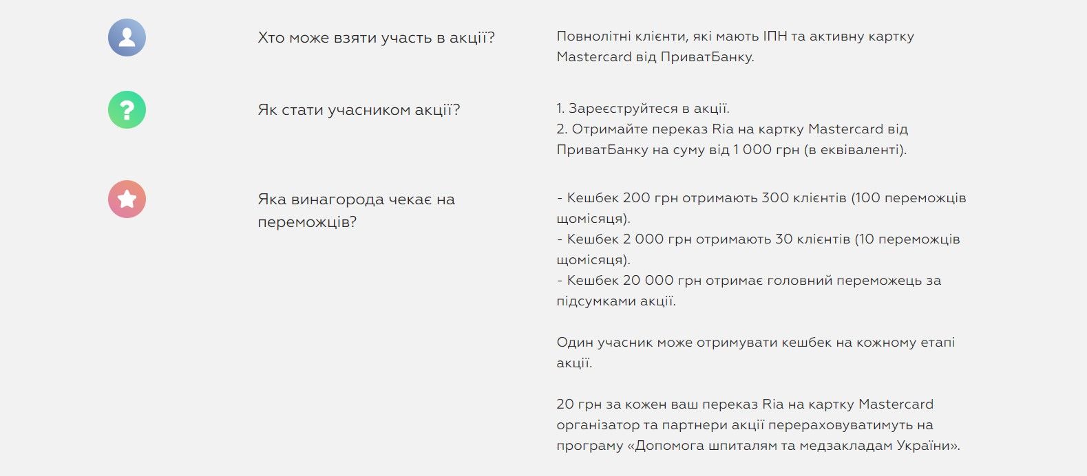 Кешбек за перекази Ria з Mastercard Кешбек за перекази Ria з Mastercard