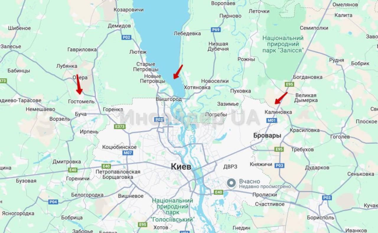 Напрям руху Шахедів Напрям руху Шахедів