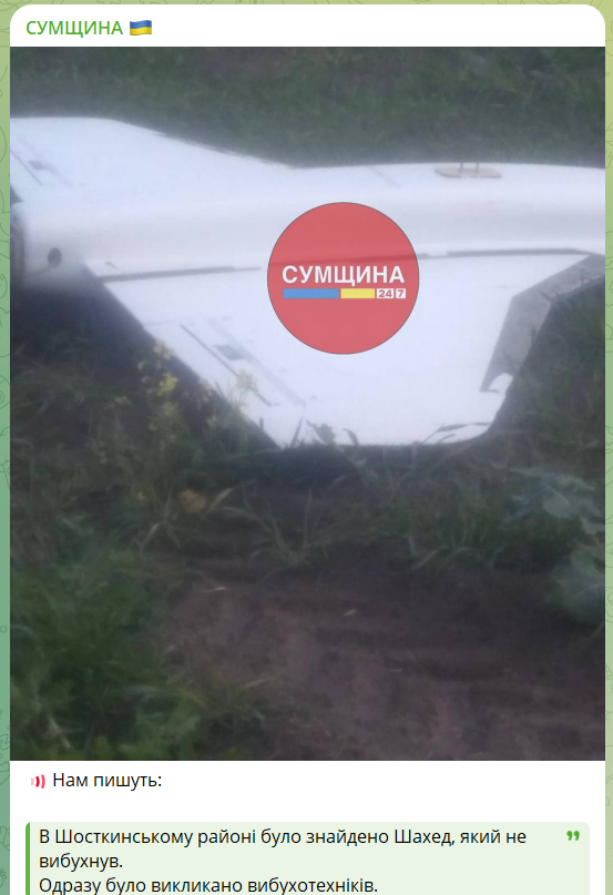 На Сумщині показали, що трапляється з локаційно втраченими Шахедами 1