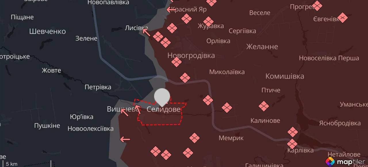 По данным DeepState Селидово уже захвачено войсками РФ По данным DeepState Селидово уже захвачено войсками РФ