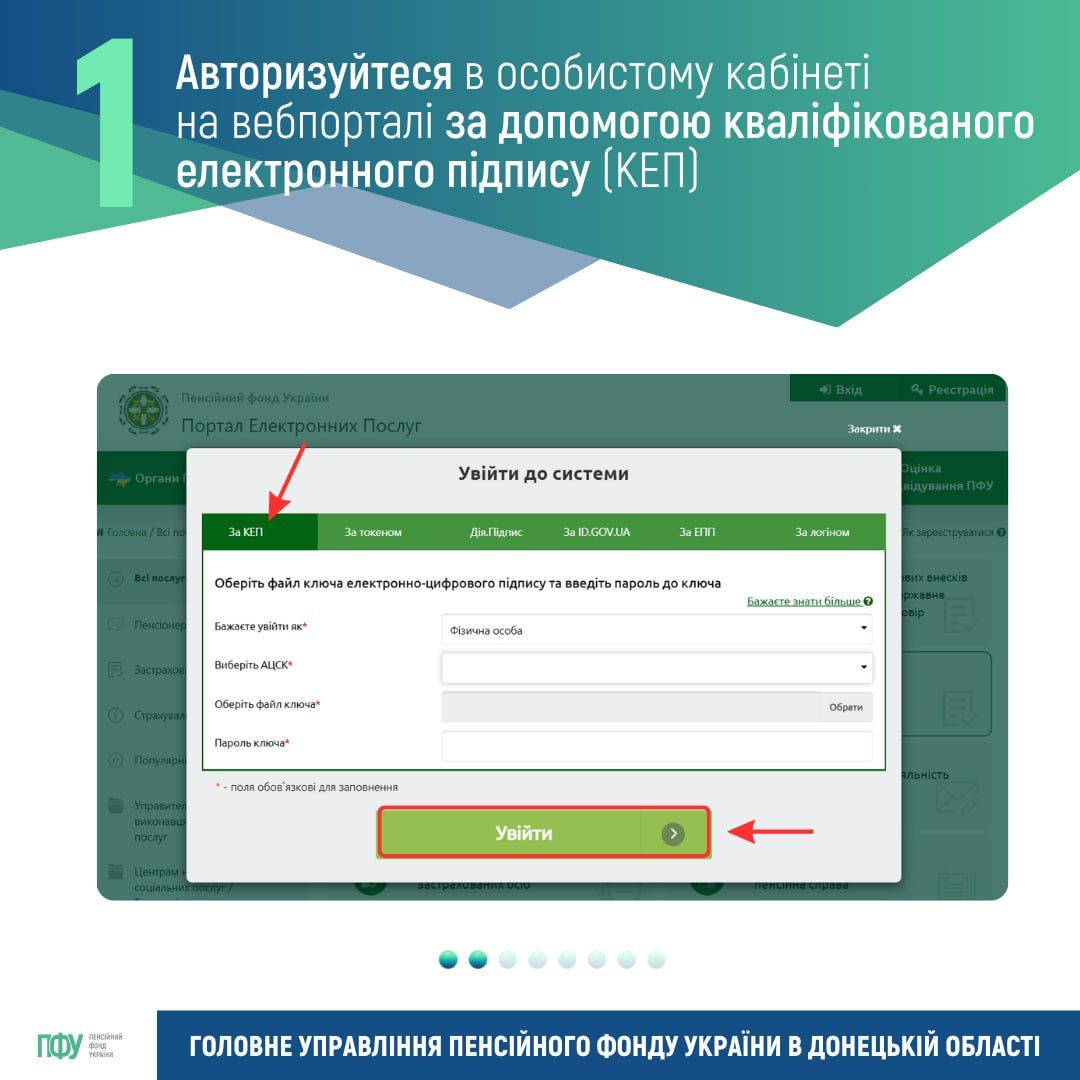 Авторизуйтесь в личном кабинете на вебпортале ПФУ с помощью квалифицированной электронной подписи (КЭП)
