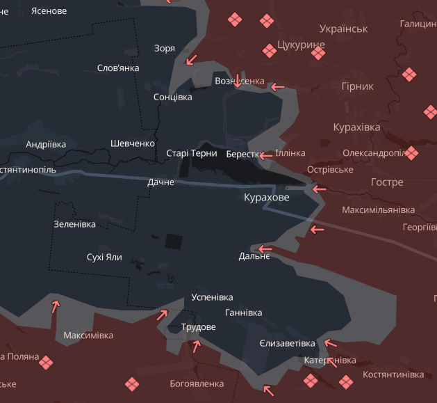 Ворог тисне поблизу Курахового Ворог тисне поблизу Курахового