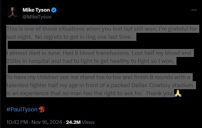 Майк Тайсон рассказал о восьми кровавых причинах поражения от Джейка Пола 1