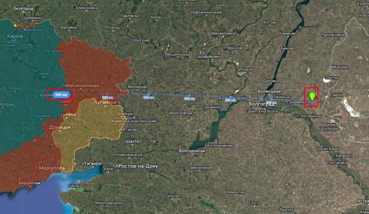 Від українського кордону до ворожого полігону майже 589 км Від українського кордону до ворожого полігону майже 589 км