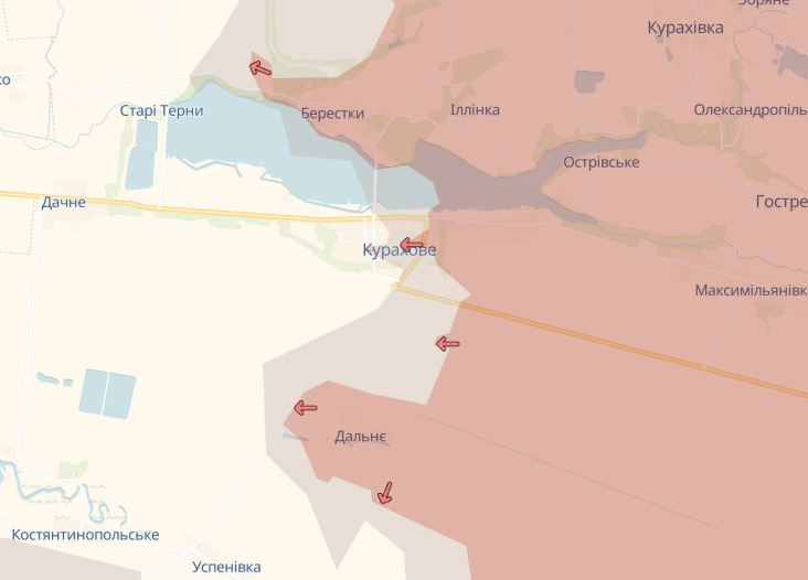 Росіяни просуваються поблизу населених пунктів Курахове та Берестки