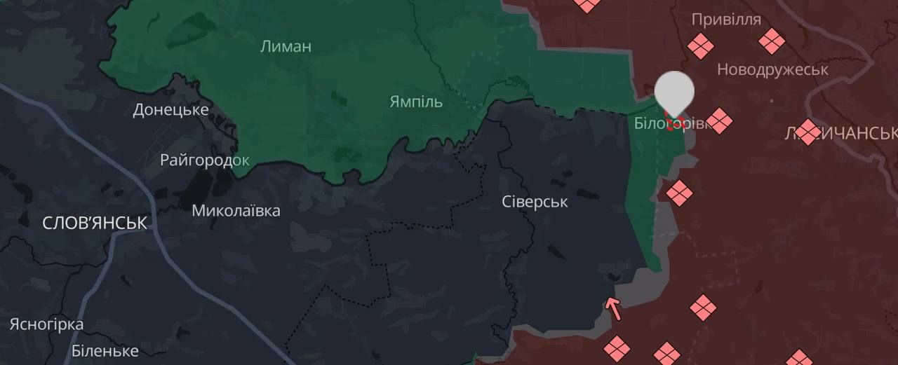 Ситуація біля Білогорівки. Мапа DeepState Ситуація біля Білогорівки. Мапа DeepState