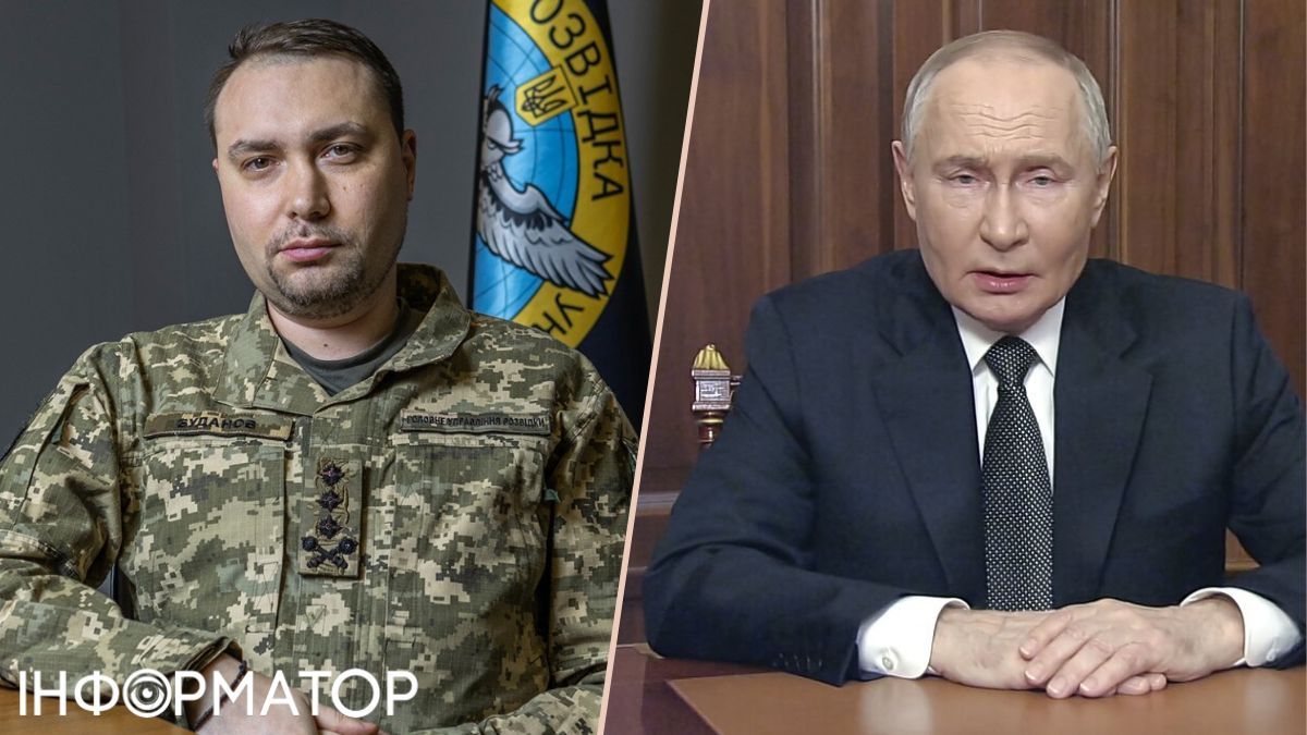 Голова ГУР МО Кирило Буданов і російський правитель Володимир Путін