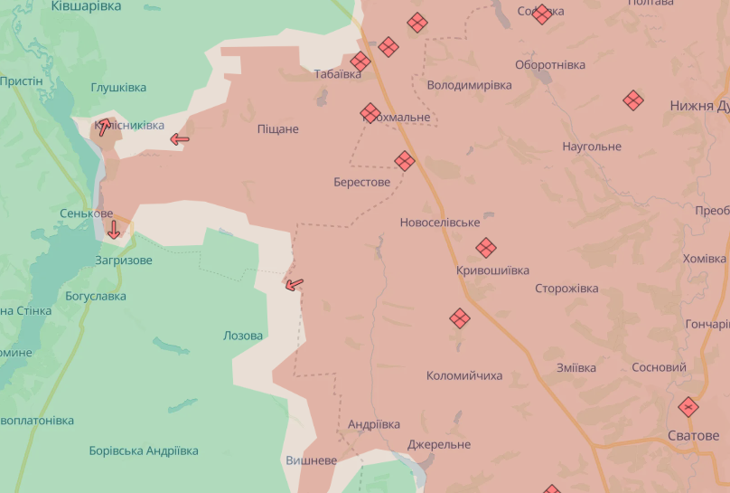 Россияне продвигаются вблизи Берестового в Харьковской области