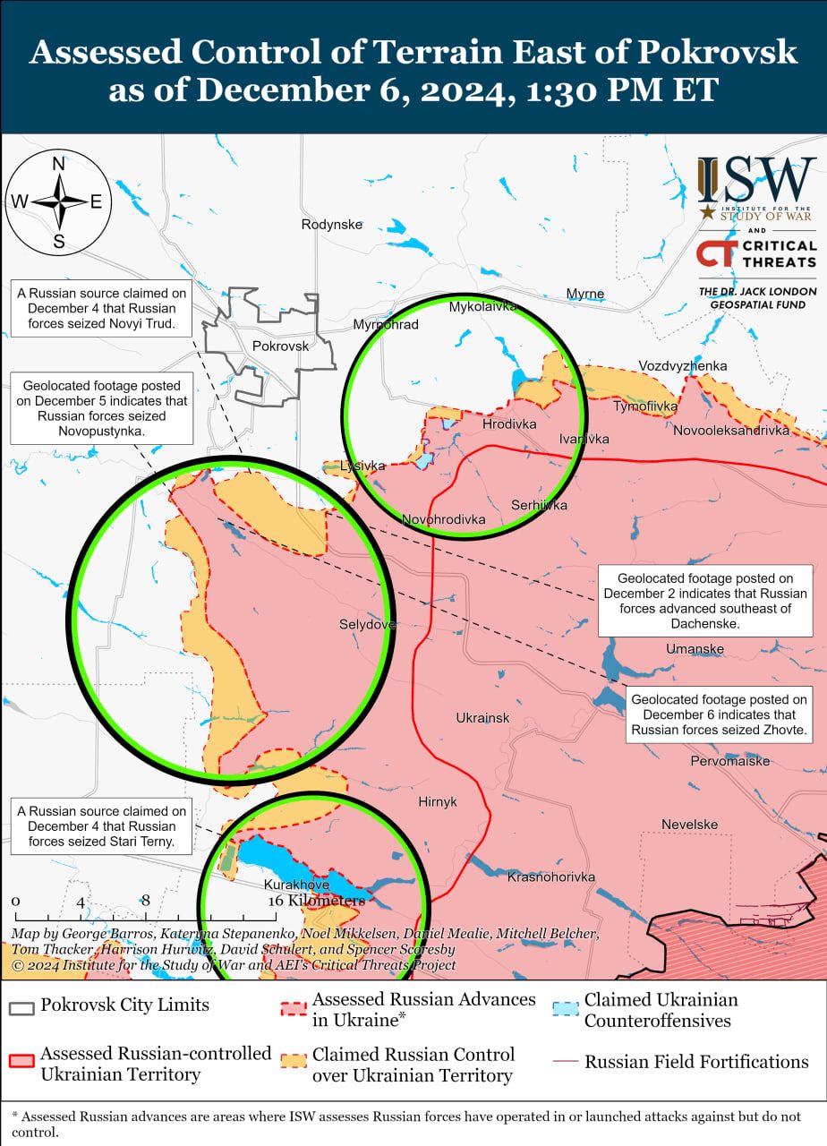 Покровское направление. Карта: ISW Покровск, карта