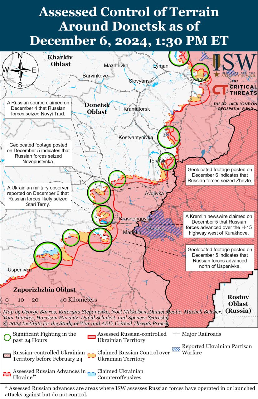 Донецкое направление. Карта: ISW Донецкая область, карта