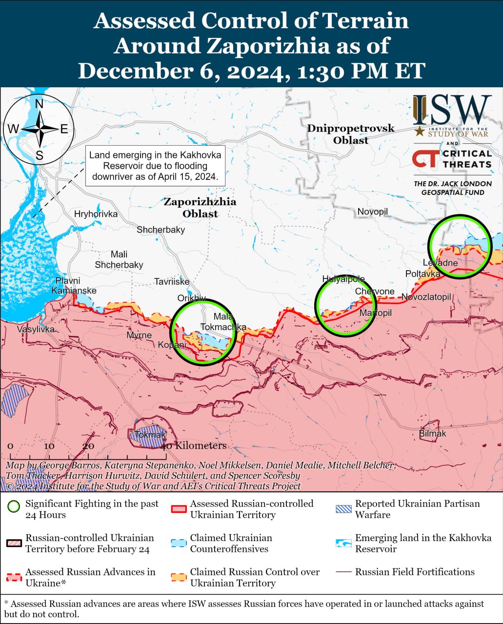 Запорожское направление. Карта: ISW Запорожье, карта