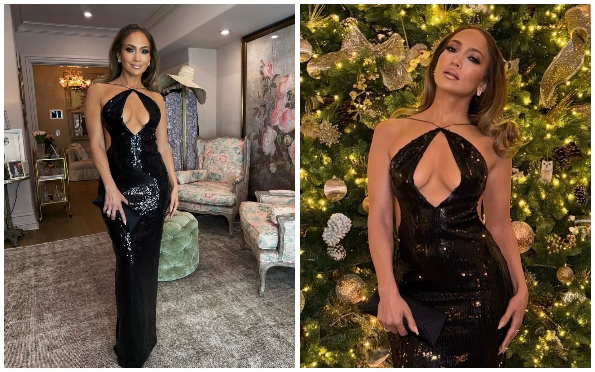 На фоні різдвяної ялинки. Фото: Instagram/jlo На фоні різдвяної ялинки. Фото: Instagram/jlo