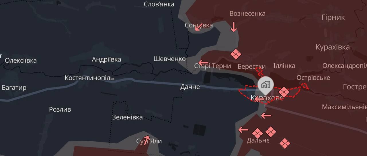 Россияне продвинулись в Курахово. Карта DeepState Россияне продвинулись в Курахово. Карта DeepState