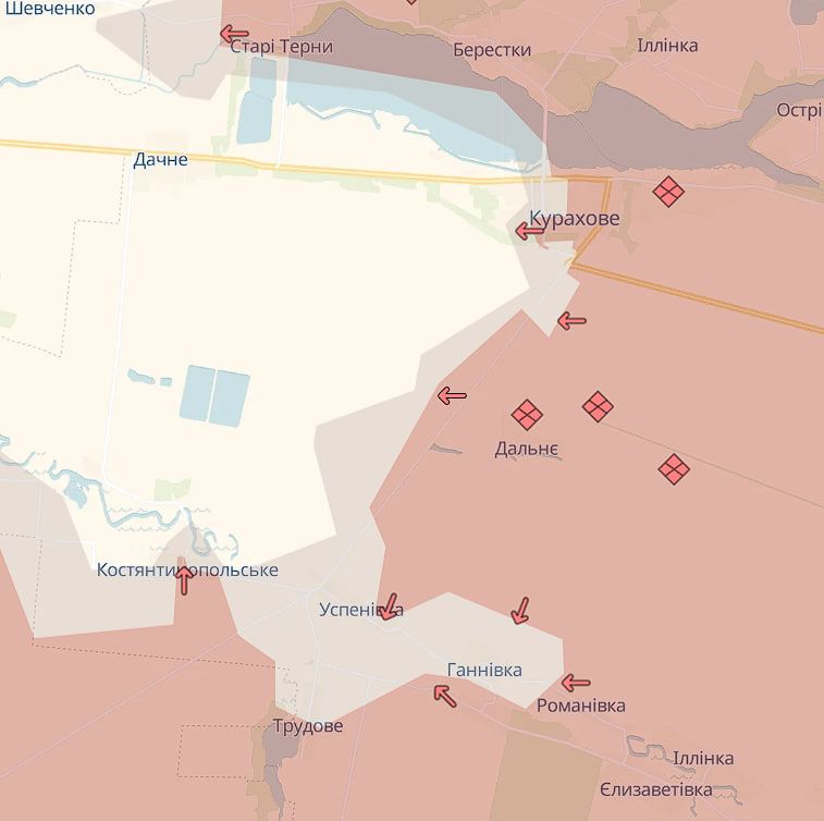 Ситуація на Курахівському напрямку. Карта: DeepState Карта, Курахове