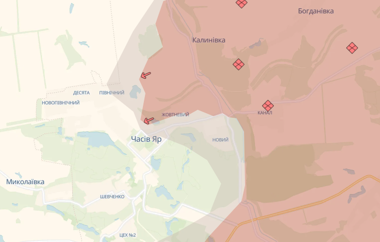 У РФ є успіхи біля міста Часів Яр. Карта - DeepState У РФ є успіхи біля міста Часів Яр. Карта - DeepState