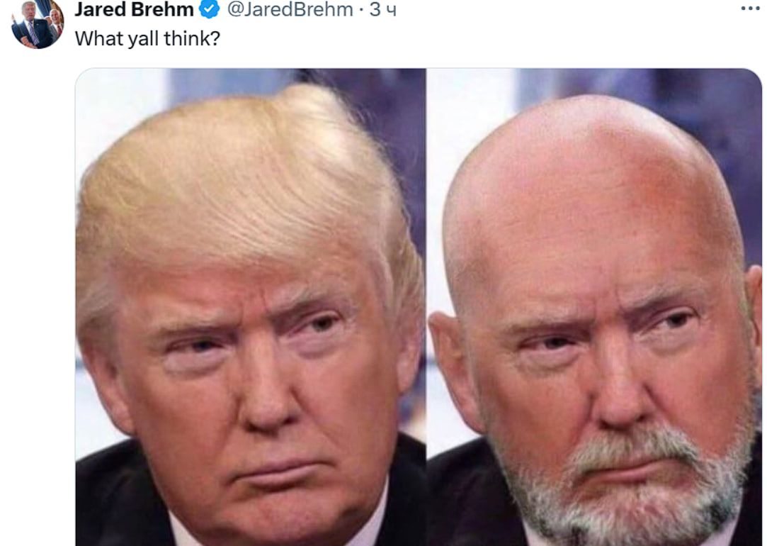 Пользователи начали делать мемы с новым образом Трампа. Скриншот: соцсеть Х Трамп, прическа