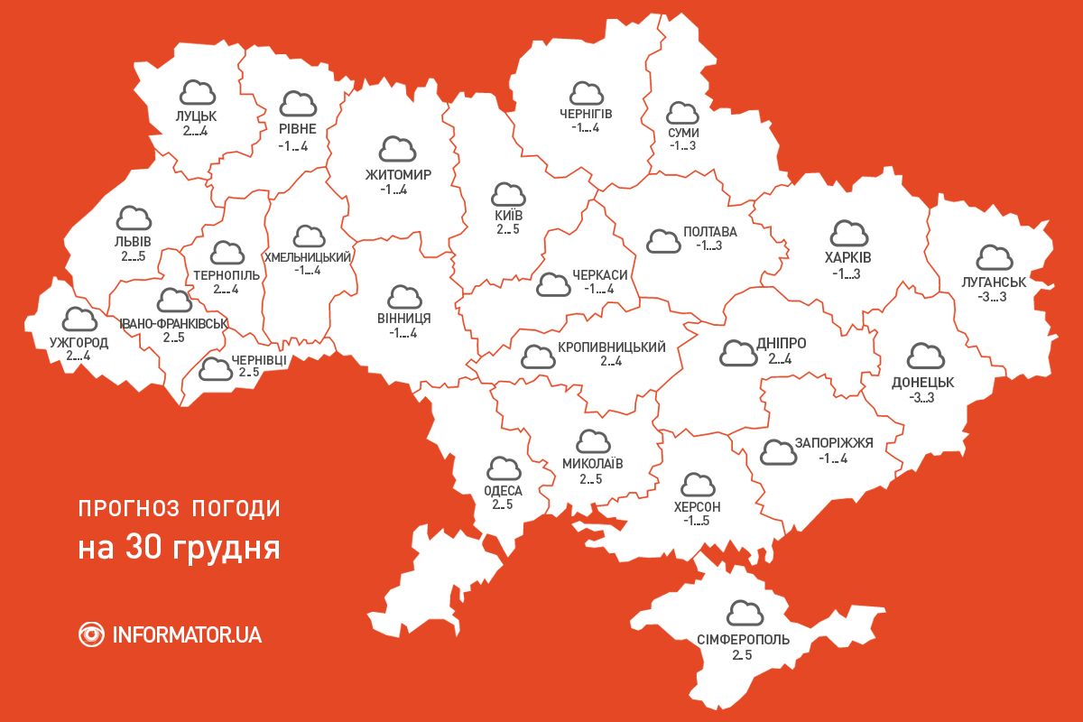 Чим порадує погода українців в переддень Нового року – прогноз на завтра, 30 грудня 2