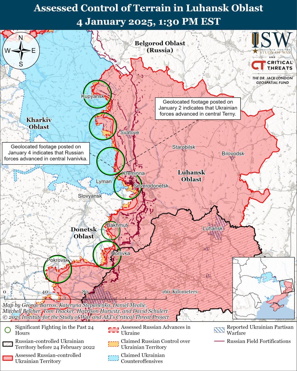 Росіяни просуваються поблизу Покровська та Курахового, а ЗСУ відновили позиції біля Кремінної — карти ISW 3