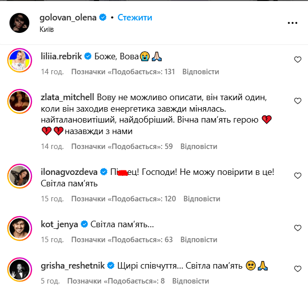 Деякі з коментарів знаменитостей про загибель Ракова Деякі з коментарів знаменитостей про загибель Ракова