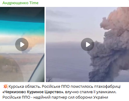 Пожежа на птахофермі в РФ