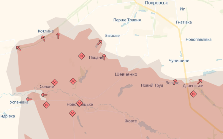 Россияне оккупировали Песчаное. Карта DeepState