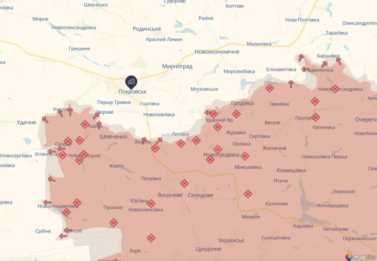 Росіяни наближаються до Покровська. Фото - DeepState