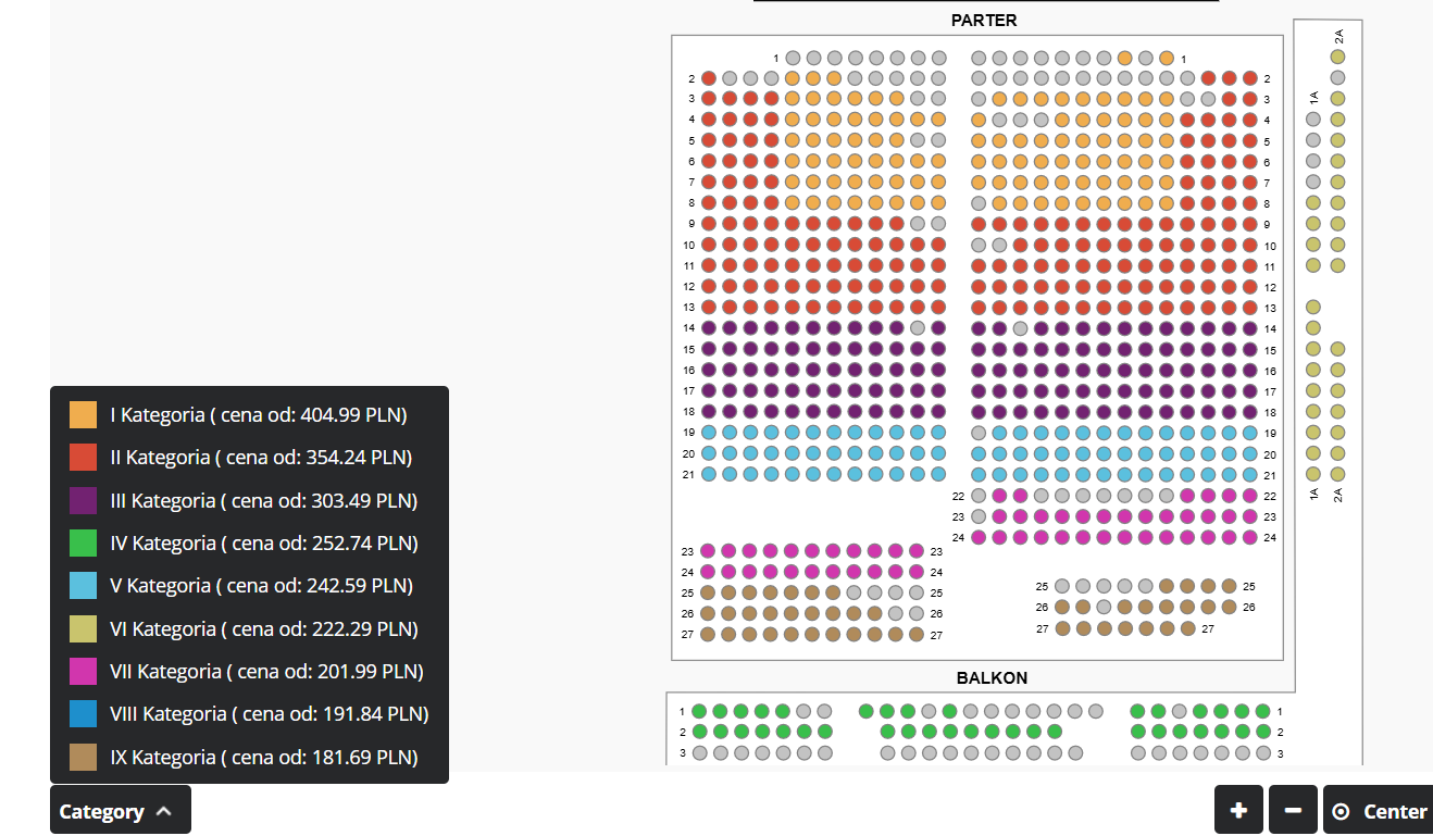 Кількість проданих квитків (сірі) на концерт Олега Винника у Варшаві
