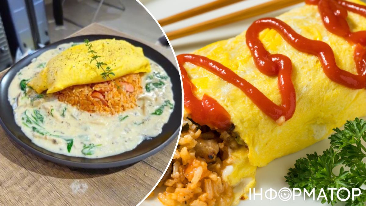 Існує два варіанти подачі: в омлет можна загорнути начинку або подавати її окремо, поряд разом з соусом.