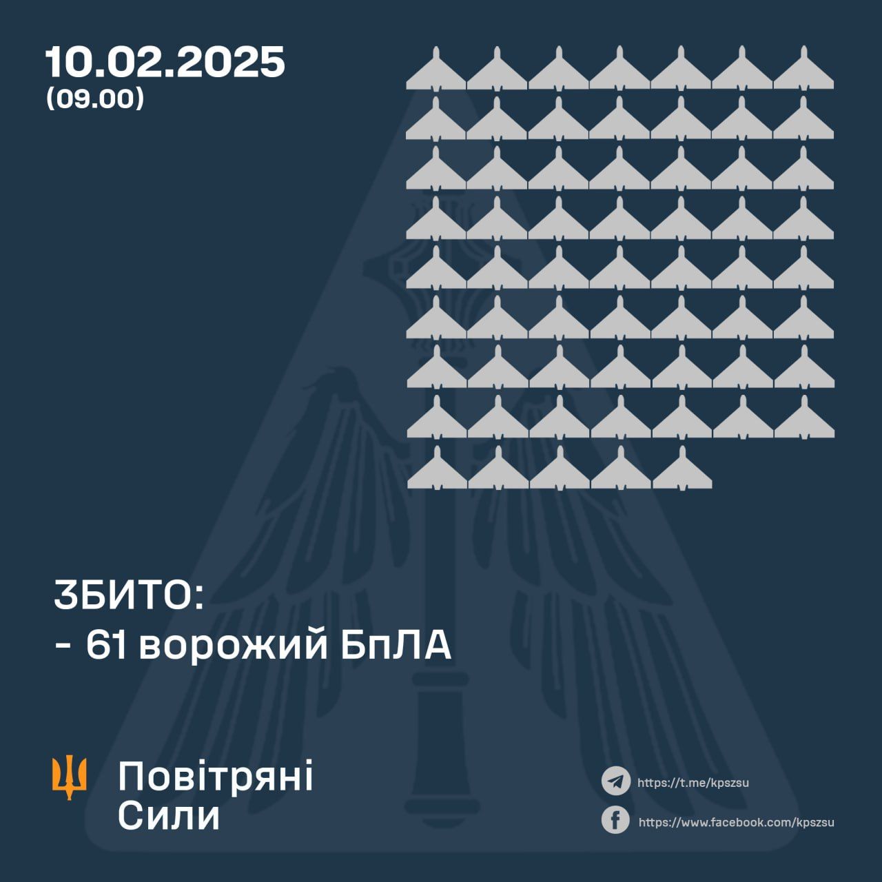 ПВО сбила 61 из 83 запущенных по Украине беспилотников РФ: в четырех областях есть повреждения 1