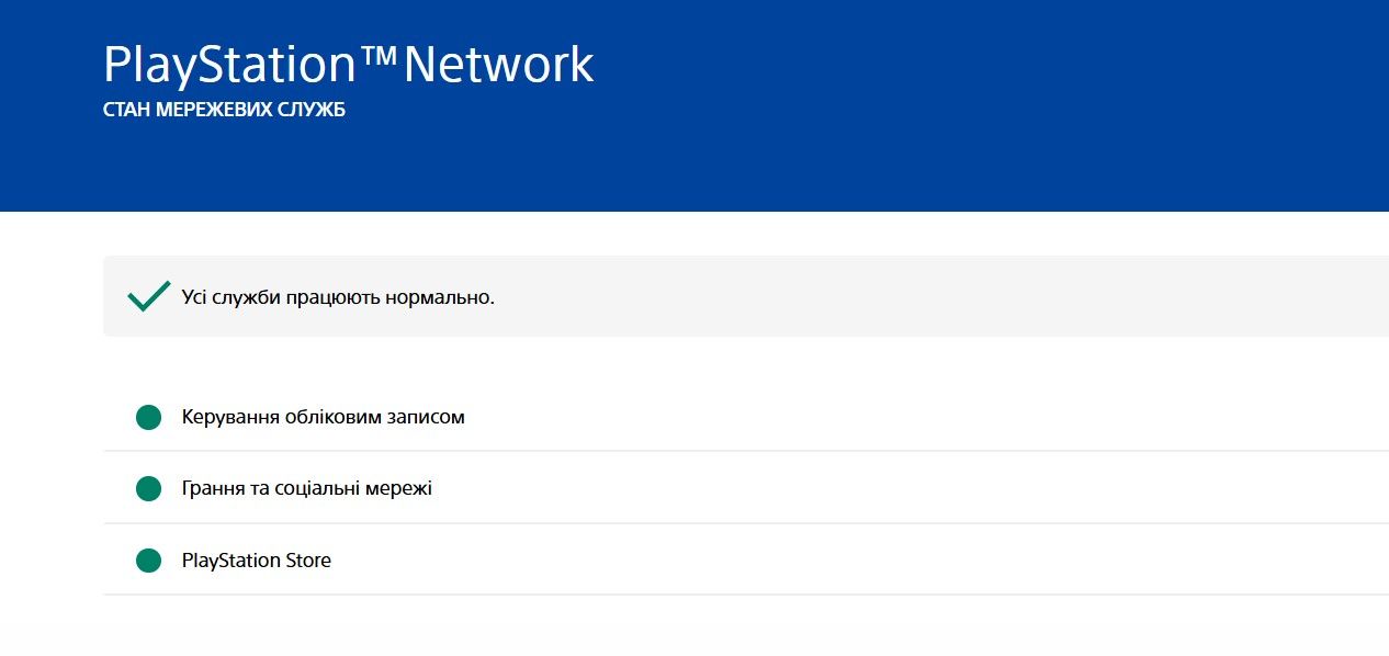 Согласно официальной странице статуса, все сервисы PlayStation работают нормально Согласно официальной странице статуса, все сервисы PlayStation работают нормально