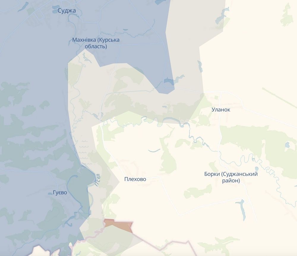 Район штурмових дій Сил оборони у Курській області. Карта: DeepState) Район штурмових дій Сил оборони у Курській області. Карта: DeepState)