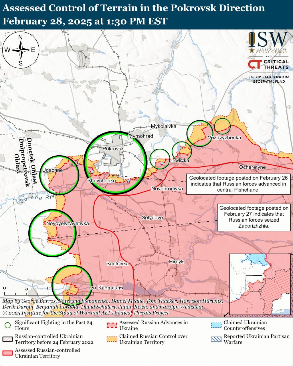 Россияне атакуют поблизости Покровска и Курахово: карты ISW 6