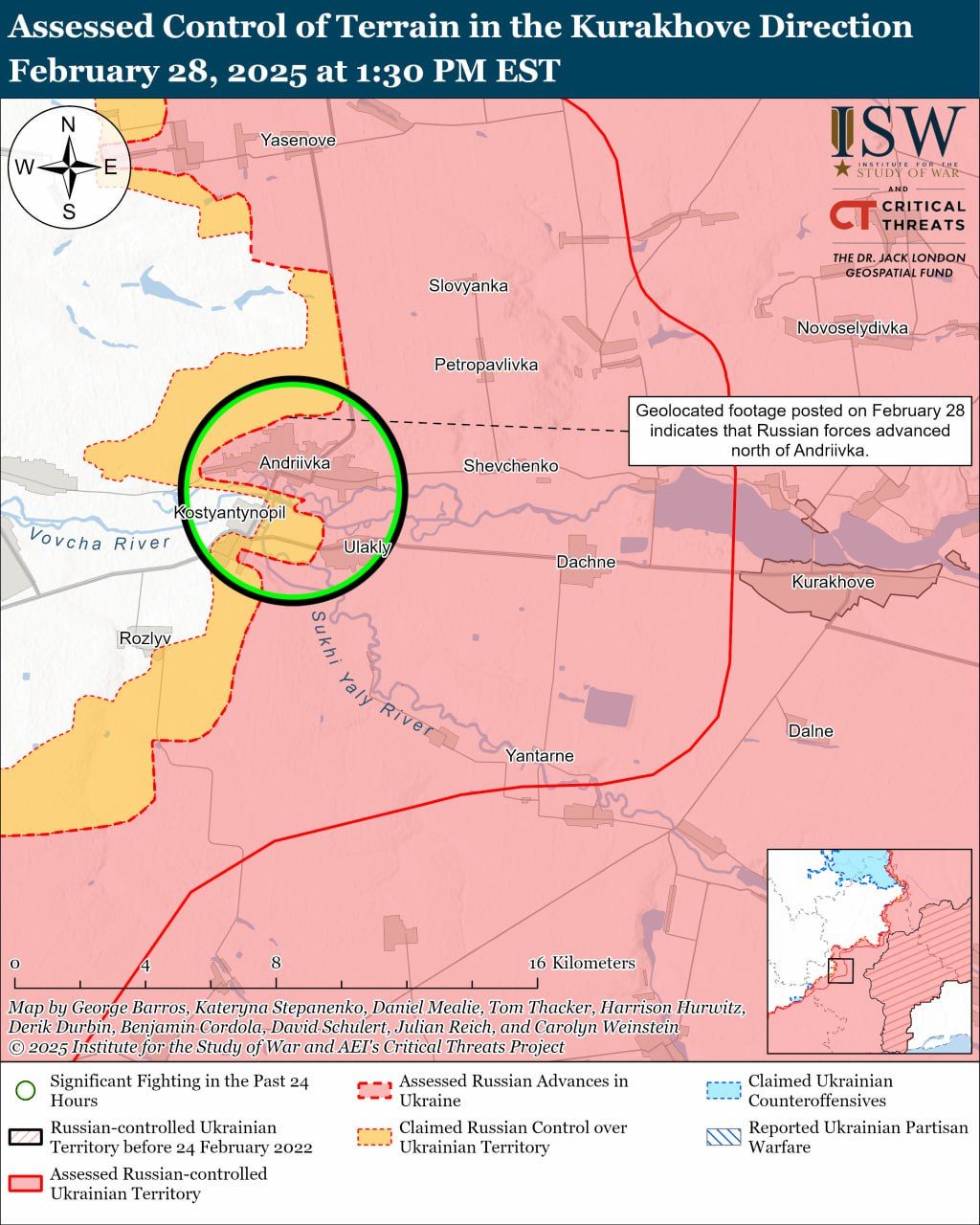 Россияне атакуют поблизости Покровска и Курахово: карты ISW 7