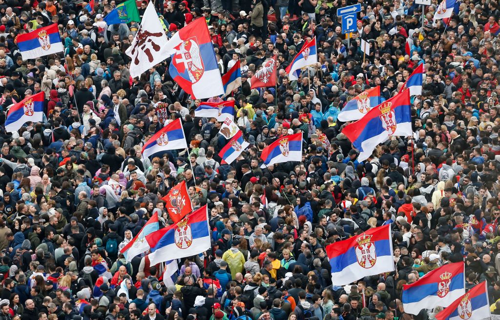 Протести у Сербії 15 березня. Фото - Getty Images Протести у Сербії 15 березня. Фото - Getty Images