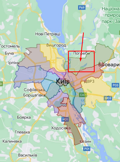 Розташування Троєщини на карті Розташування Троєщини на карті