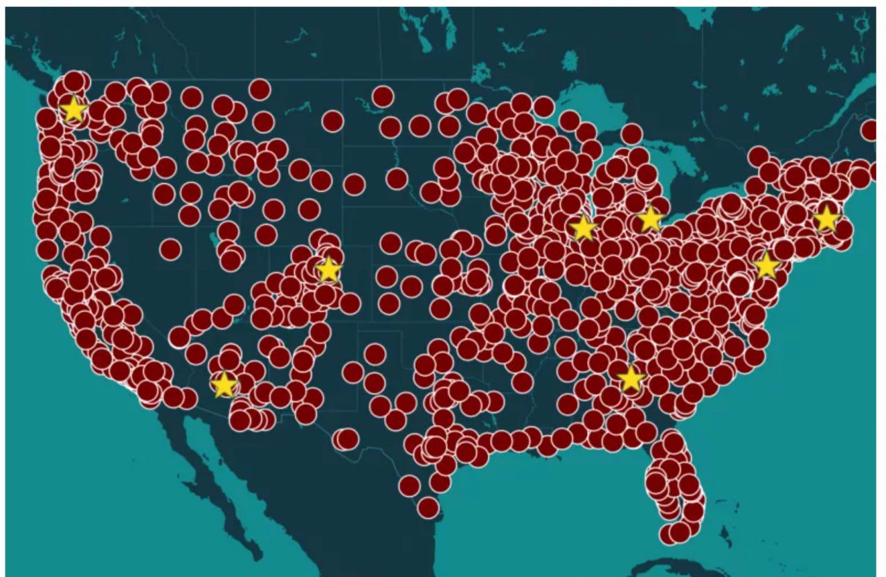 Карта протестов в США против Трампа Карта протестов в США против Трампа