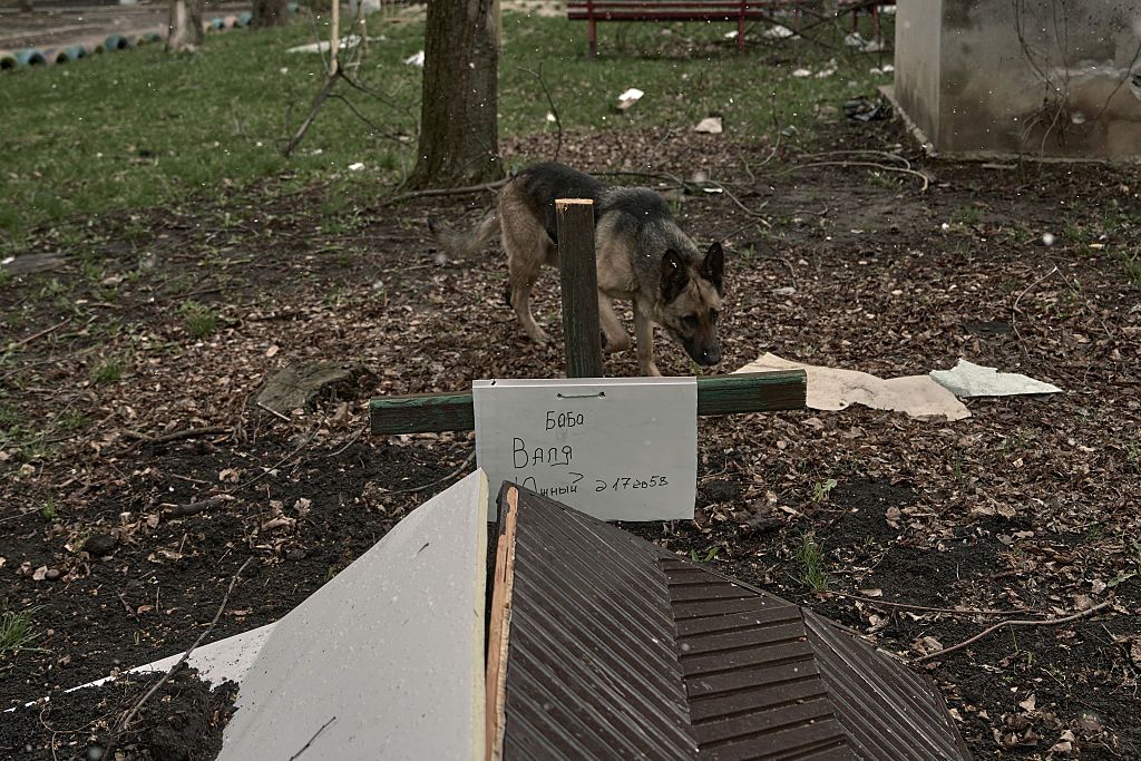 Могила загиблої жінки у дворі будинку. Фото: Getty Images Могила загиблої жінки у дворі будинку. Фото: Getty Images