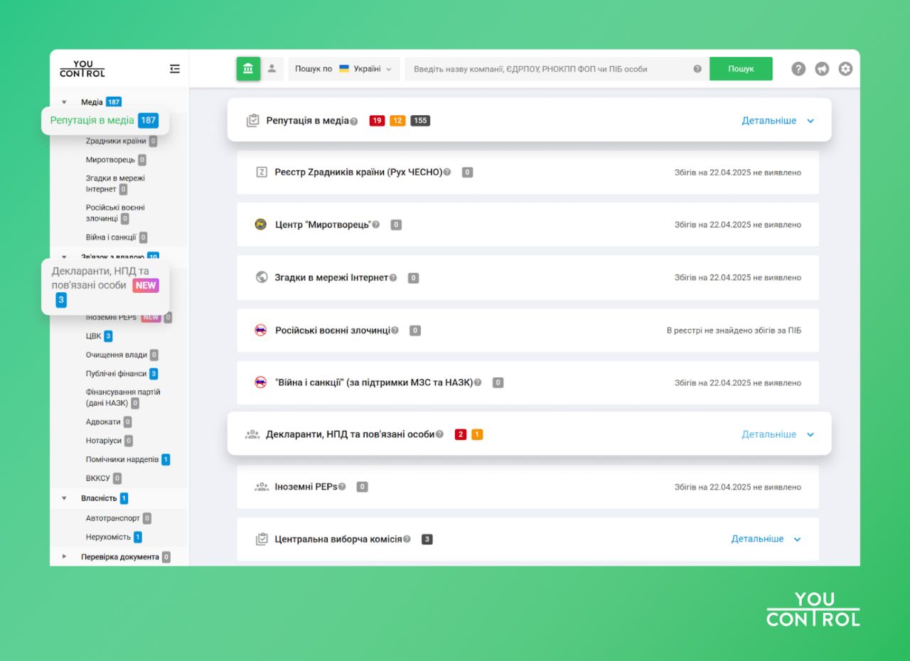 Модуль YouControl для проверки физических лиц Модуль YouControl для проверки физических лиц