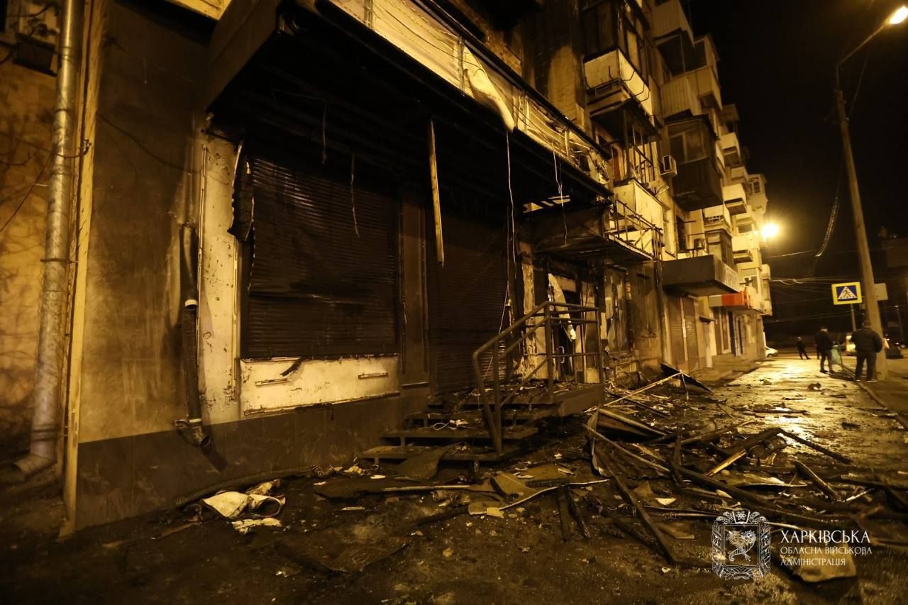 Последствия атаки дронов в Харьков вечером 2 мая. Фото