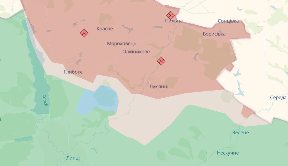 Синім позначена звільнена територія