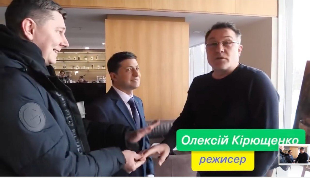 Володимир Зеленський та Олексій Кірющенко під час знімання фільму qzhiqkuiqkhidtrroz