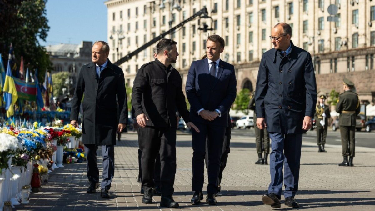 Володимир Зеленський, Еммануель Макрон, Кір Стармер, Дональд Туск